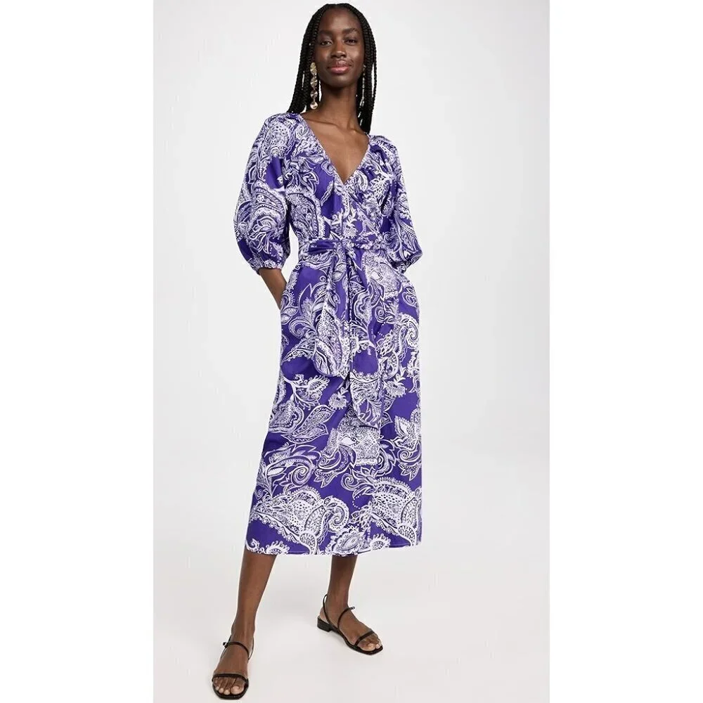 💕MARA HOFFMAN💕 Fila Dress ~ Purple with White Abstract Print Small S NWT - Picture 3 of 16